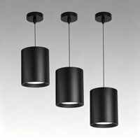 Elegante Lámpara Colgante LED Cilíndrica Negra de 3 Luces con Altura Escalonada para Comedor, Isla de Cocina