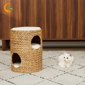 Vente flash Lit pour animaux de compagnie rectangulaire classique en jacinthe d'eau 100% naturelle tissé à la main avec 3 niveaux de coussin Emballage en carton Vietnam - Product Image 2