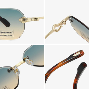 Nouvelles lunettes <span class=keywords><strong>de</strong></span> soleil photochromiques sans monture, design tête <span class=keywords><strong>de</strong></span> léopard, protection UV, verres adaptatifs à la lumière - Product Image 2