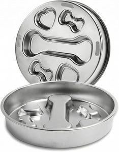 Eco-friendly 304 Stainless Steel Slow <b>Feeder</b> Bowl Anti-Choke Design for Healthy Eating of Dogs and <b>Cats</b> Solid Pattern - Product Image 1