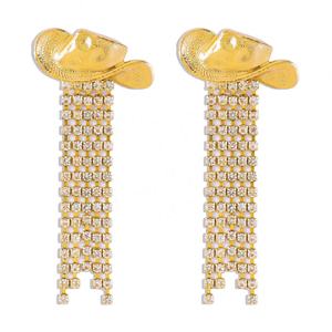 Boucles d'oreilles longues à pampilles de style occidental européen américain pour femmes, alliage, strass, argent vieilli plaqué, pierre de diamant, Evergreat - Product Image 6