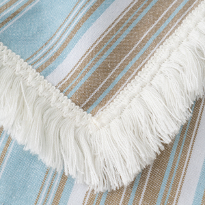 Beautiful <strong>Stripes</strong> Blue <strong>White</strong> with Tassels Fabric <strong>Table</strong> Decor Rustic Cotton Washable Printed Tablecloth for Wedding Party - Product Image 5