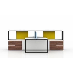 Modern 2 4 6 Person <b>Solid</b> <b>Wood</b> Office Partition Call Center Cubicle Workstation with Open Workspace <b>Desk</b> Modular Office Design - Product Image 3