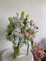 Arrangement floral de luxe pour mariage, fleurs artificielles en soie, hydrangea vert rose, dahlia, centre de table pour la décoration d'événements et de fêtes