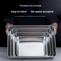 Plateau carré en acier inoxydable, plat moderne pour buffet commercial et domestique, dîner, nouilles froides, poisson grillé