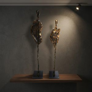 Contemporary Aluminium <b>Figurative</b> Sculptures Handmade Artistic Tabletop Decor 2Pcs Living Room Display Jaffs Exports JE900 - Product Image 2