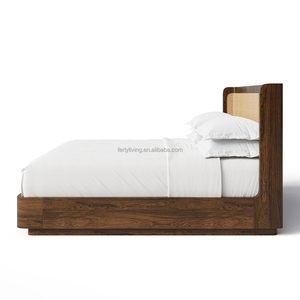 FERLY Neuankömmling Luxus Moderne Wohn möbel Bett rahmen Holz betten Panel Plattform Cane Shelter Massivholz bett - Product Image 3