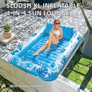 SLOOSH Piscine gonflable d'extérieur pour bronzage 85x57, Matelas pneumatique extra large pour adultes avec oreiller, 4-en-1, Chaise longue moderne, Lit <span class=keywords><strong>de</strong></span> <span class=keywords><strong>bain</strong></span> anti-UV - Product Image 2