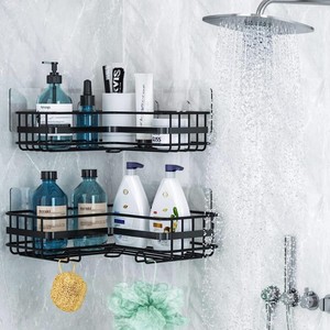 Corner Mounted Bathroom Shelf With Storage Rack For Shower Corner Durable Metal Design Custom Size 8-11.9in Depth - Product Image 3