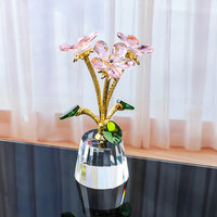 Ornamen Bunga Kaca Kristal Jingxiao yang Dipoles dan Diukir untuk Hadiah Festival Qixi, Dekorasi Meja Mawar yang Elegan.