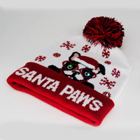 Gorro de Invierno con Pompones Temáticos Navideños, Gorro Festivo de Punto Jacquard para Regalos Navideños y Fiestas