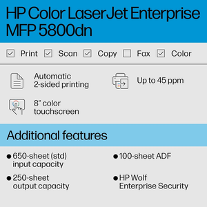 Copia di scansione della stampa della stampante H.P <span class=keywords><strong>LaserJet</strong></span> Enterprise <span class=keywords><strong>MFP</strong></span> 5800dn a colori per uso ufficio - Product Image 2