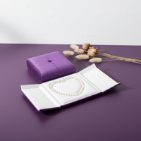 Boîte à bijoux rectangulaire de luxe en velours, anti-poussière, à double ouverture, personnalisée en gros, pour l'emballage de bijoux (perles, chaînes cubaines)