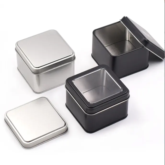 ブリキ食品茶包装金属缶箱/黒四角茶容器缶/金茶キャンディージャー茶缶アルミジャー