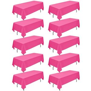 10 Packs Hot Pink Polyester Modern Wrinkle Resistant Washable Tablecloth 60x126 Inch for Banquet Wedding Party - Product Image 1