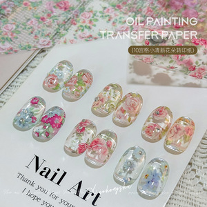 10 grilles d'autocollants de transfert pour ongles, motifs Printemps-Été, Peinture à l'huile Monet, Rose Rétro, Floral, <span class=keywords><strong>Versailles</strong></span> et Pois - Product Image 4