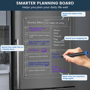 Tablero magnético acrílico de borrado en seco, calendario semanal para nevera, planificador de comidas semanal transparente, tablero magnético - Product Image 2