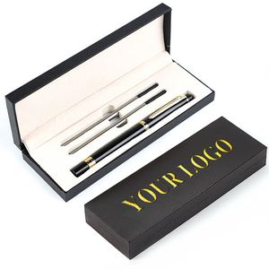 Lot de stylos de luxe en métal noir avec logo imprimé, pointe 1,0 mm, pour cadeaux promotionnels, avec boîte personnalisée - Product Image 1