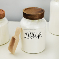 Bocal en verre borosilicate de grande taille 1L 2L 3L, bouteille de vin fermenté, récipient de stockage pour la farine de riz, aliments, avec couvercle à vis en bois d'acacia