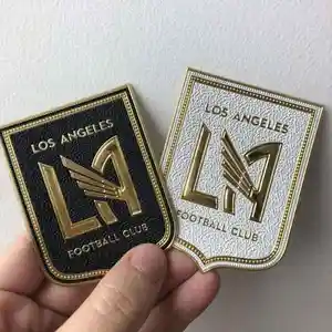 Etiqueta de aluminio con nombre para club de fútbol, marca de metal con logotipo