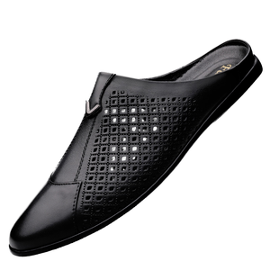 Zapatos de Hombre de Talla Grande, Mocasines de Cuero Genuino con Punta Abierta, Transpirables, Duraderos, con Suela de EVA, Casuales, para Vacaciones, Verano y Otoño - Product Image 1