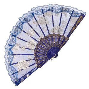 Abanico de Encaje, Regalo de Boda, Estilo Chino, Abanico Plegable, Abanico de Plástico con Polvo Dorado, Decoración para Fiestas de Baile, Regalo - Product Image 4