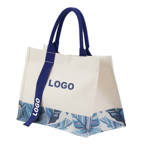 Sac fourre-tout en toile enduite 12 oz avec logo personnalisé, poignée en ruban, motif lettres structurées, 100 % coton, pour la vente en gros - Product Image 1