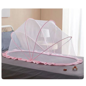 Moustiquaire pour bébé rose portable pliable pour berceau Queen Size - Product Image 4