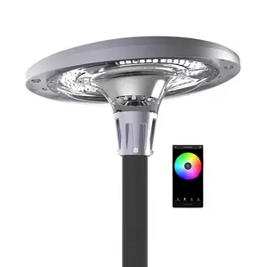 App التحكم في الهواء الطلق للماء 800W 1200W الشارع الشمسية ضوء التلقائي RGB الموسيقى إيقاع التحكم عن بعد UFO الشمسية مصباح حديقة