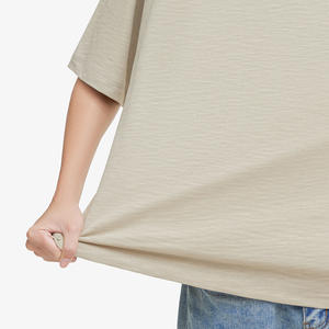 Camiseta Casual de Cuello Redondo para Hombre, Manga Corta, Color Sólido, Mezcla de Bambú y Algodón, 300gsm, Corte Holgado - Product Image 4