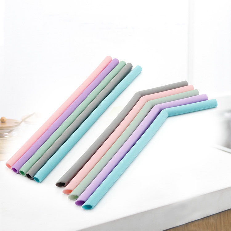 Colorful reusable foldable soft Bend silicone drinking straw