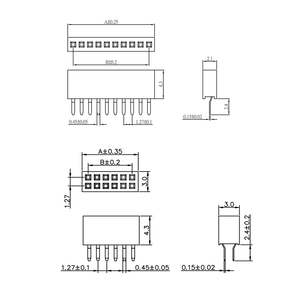 Nữ tiêu đề 1.27mm Pitch 2 pin đến 40 pin hàng duy nhất và đôi hàng thông qua lỗ kết nối dọc nhà máy tùy chỉnh - Product Image 3
