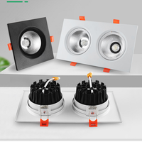 Spot LED COB encastré carré anti-éblouissement à tête simple ou double en fer, grille moderne, angle de faisceau de 120 degrés pour intérieur