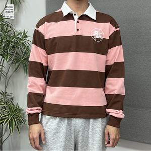 T-shirt <span class=keywords><strong>Polo</strong></span> da <span class=keywords><strong>uomo</strong></span> ricamata con Logo personalizzato a righe stile Street Vintage YITE a maniche lunghe oversize da <span class=keywords><strong>uomo</strong></span> - Product Image 3