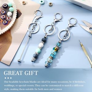 Pcs Beadable Keychains Bars Bulk Blank <b>Beaded</b> Metal Keychain For Craft DIY Gift - Product Image 6