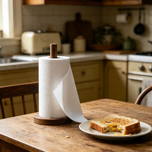 Porte-rouleau de papier de cuisine vertical autoportant en bois d'acacia Natural House - Product Image 3