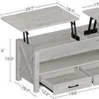 Table basse réglable en hauteur de 48 pouces avec 2 tiroirs de rangement, compartiment caché, dessus en panneau de bois antique rétro, meubles de salon