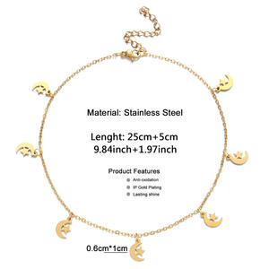 Bracelet de cheville étoile à cinq branches en acier inoxydable pendentif étoile lune chaîne de <span class=keywords><strong>pied</strong></span> nue avec accessoires de plage en gros pour les femmes - Product Image 2