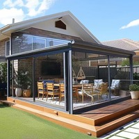 Verrière de jardin haut de gamme avec verre trempé, toit imperméable et arqué, idéale pour véranda, cour et balcon