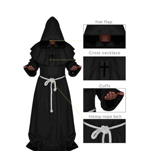 زي راهب من العصور الوسطى للهالوين، عباءة تنكرية للعروض، زي رجالي للبالغين مصنوع من البوليستر الساتان 100٪، زي للتلفزيون والأفلام - Product Image 4
