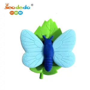 Promozionale 3D FAI DA TE Kawaii divertente solido 3D giocattoli OEM Forma di fantasia I Bambini TPR sveglio della matita insetto Farfalla gomma di Gomma