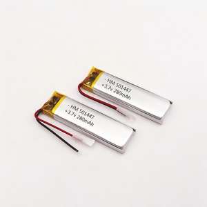 סוללת ליתיום יון נטענת <span class=keywords><strong>3.7V</strong></span> 280mAh דגם HM 501447 עם קתודה LiNiMnCoO2, 300 מחזורים, טמפרטורת פעולה -10-60 - Product Image 2