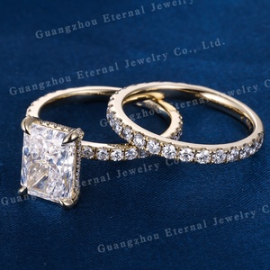 Nhẫn đính hôn bằng vàng khối 10K 14K 18K màu vàng, bạc S925, kim cương nhân tạo mài giác Radiant, chứng nhận IGI, kích thước 0.5ct-3ct, dành cho nữ - Product Image 4