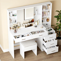 <strong>Best</strong>-<strong>selling</strong> Modern Minimalist Panel-style <strong>LED</strong> Dressing <strong>Table</strong> Bedroom Furniture Mirror Makeup Stool; Factory-wholesale for