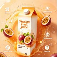 Kartonverpakking Tropisch Fruit Sap Gebalanceerde Zoetzure Smaak Verfrissende Passievrucht Drank voor Catering en Detailhandel