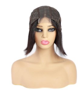 Peluca de cabello humano peruano con encaje frontal para mujeres negras, postizo de encaje frontal, corte bob corto con pelo de bebé, 2x6 - Product Image 3