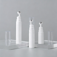 Flacon cosmétique de luxe cylindrique 5ml 10ml 15ml pour crème contour des yeux, applicateur sans air en plastique, flacon à bille en acier inoxydable pour huile essentielle