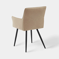 Fauteuil de salle à manger en similicuir beige antique confortable avec pieds en métal