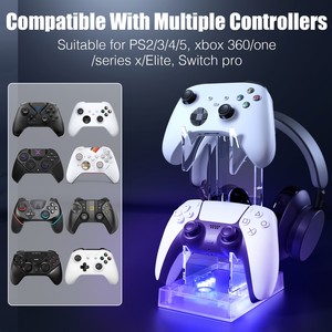 컨트롤러 콘솔 및 충전 독 스테이션이 있는 헤드폰용 브래킷 RGB 베이스 홀더 행거 - Product Image 5