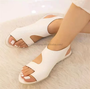 High Quality New White Breathable Flat Spot Latest Ladies Designs Skin Color Adult Casual <b>Sandals</b> - Product Image 4